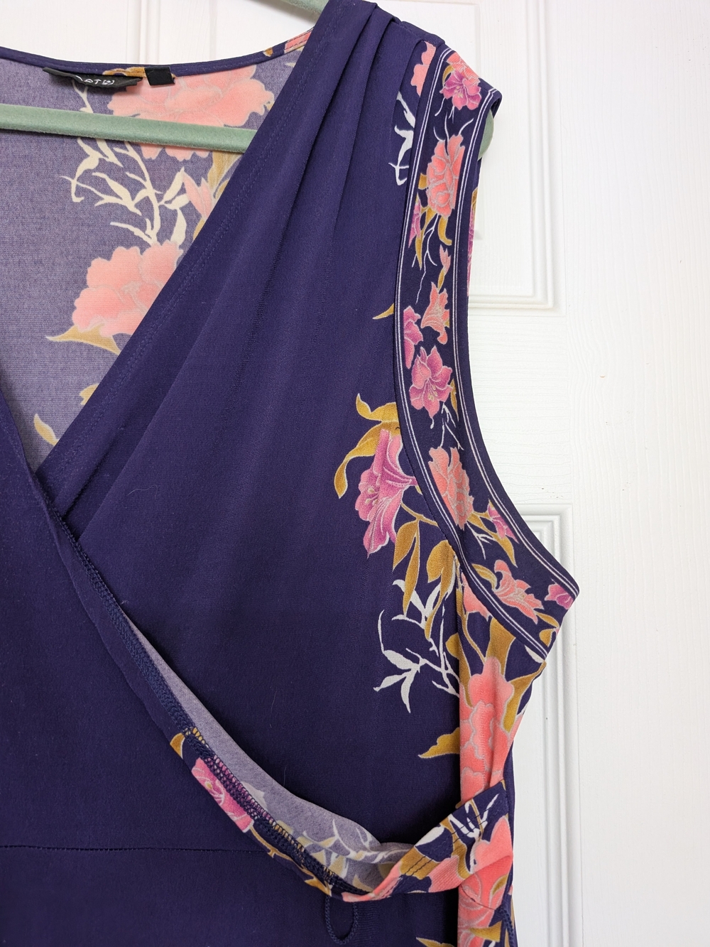Apt 9 Floral Wrap-Front Sleeveless Dress - Purple with Pink Floral 1X - Picture 3 of 7